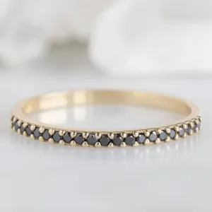 The Black Diamond Pavé Wedding Band | 14K or 18K Yellow Gold