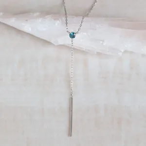 The Blue Montana Sapphire Gemstone Lariat Necklace | 10K White Gold