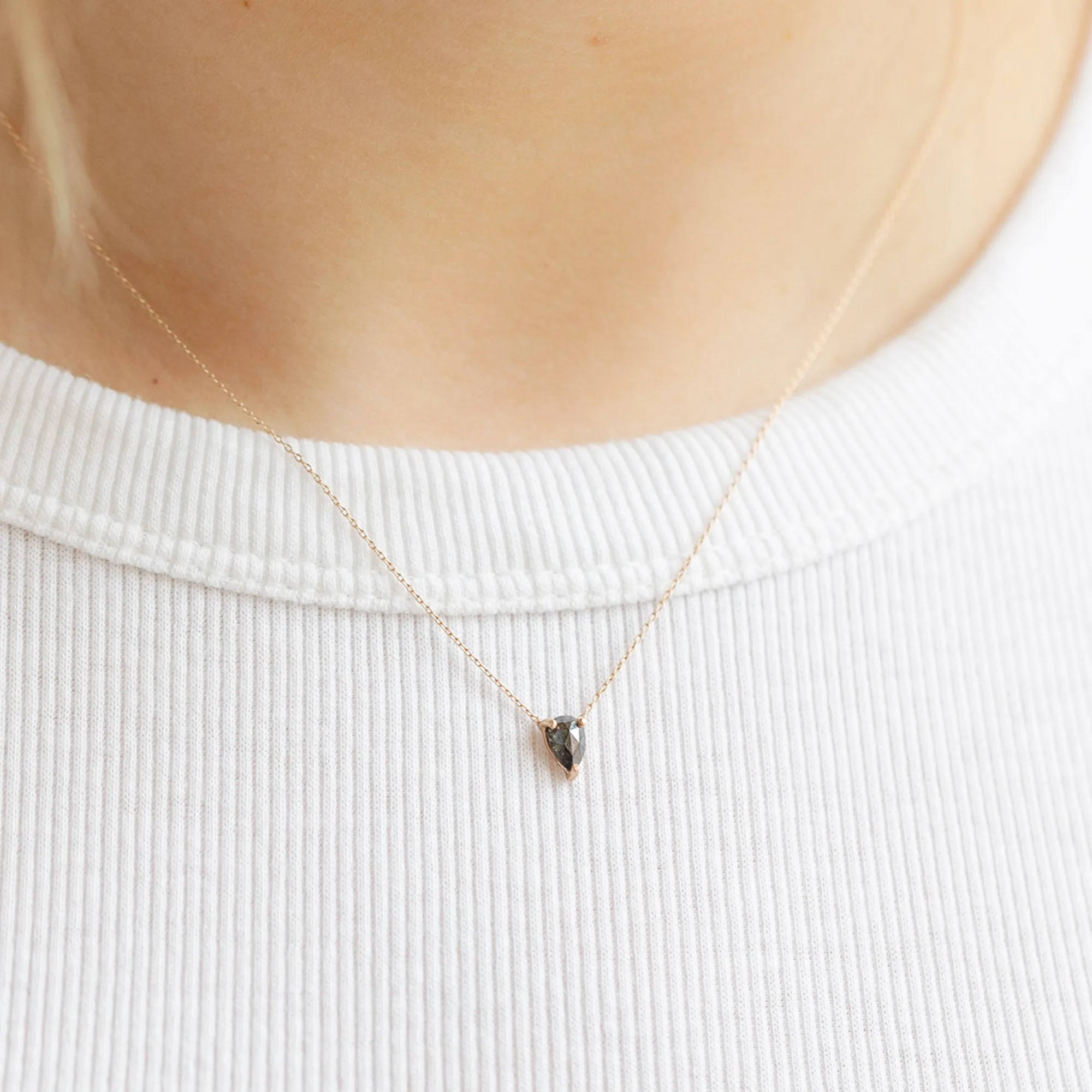 The Galaxy Salt and Pepper Diamond Drop Necklace | 10K Rose Gold