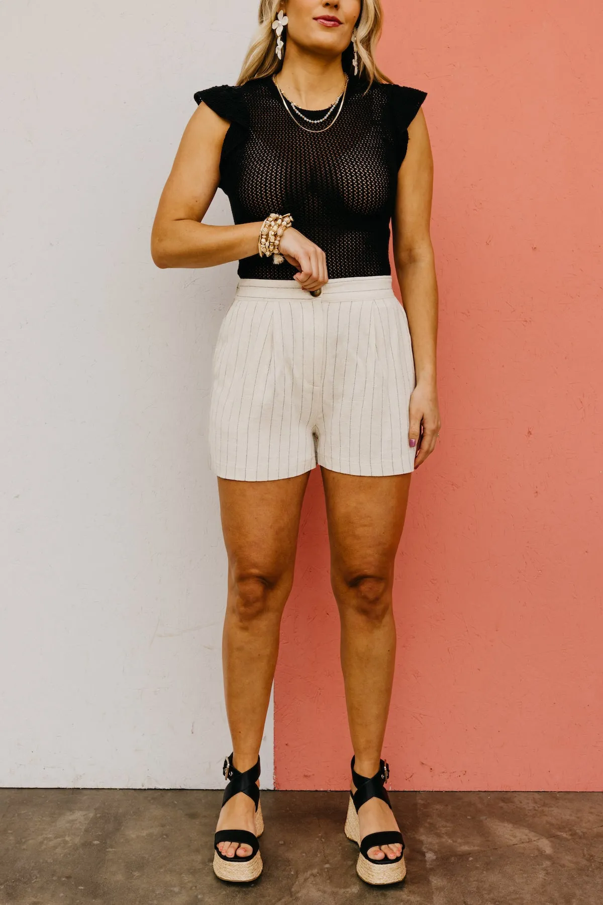 The Katelyn Pleated Striped Shorts