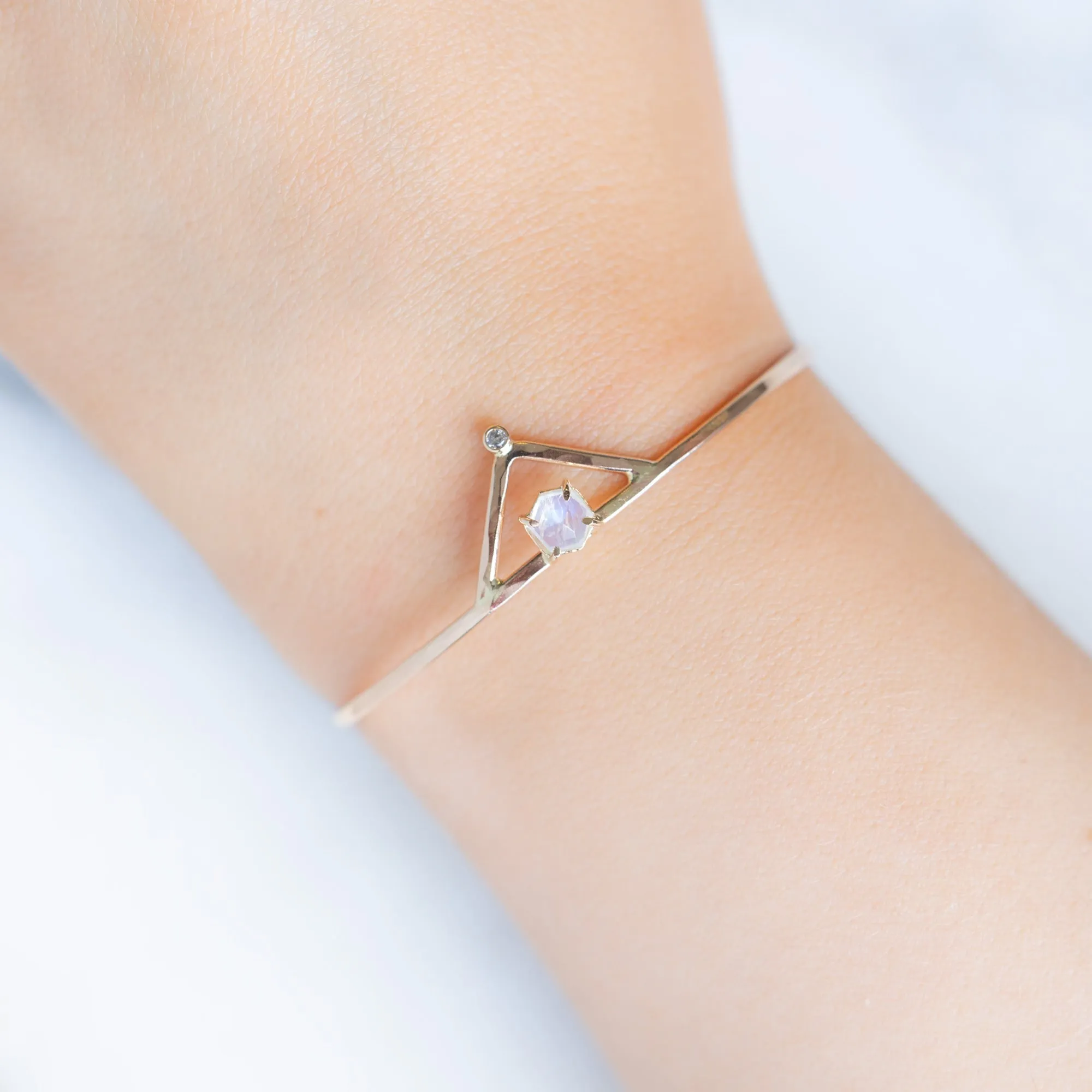 The Moonstone   Diamond Crown Bracelet | Yellow Gold Filled