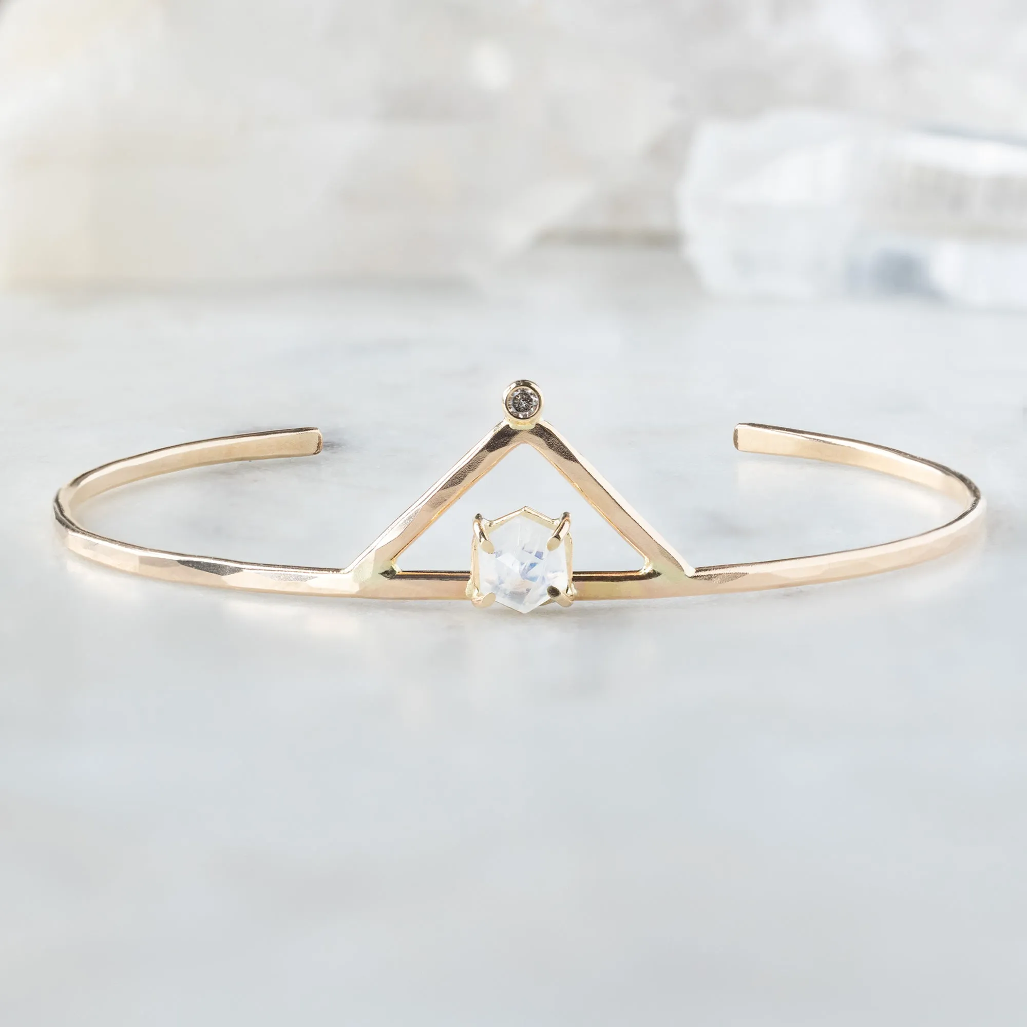 The Moonstone   Diamond Crown Bracelet | Yellow Gold Filled