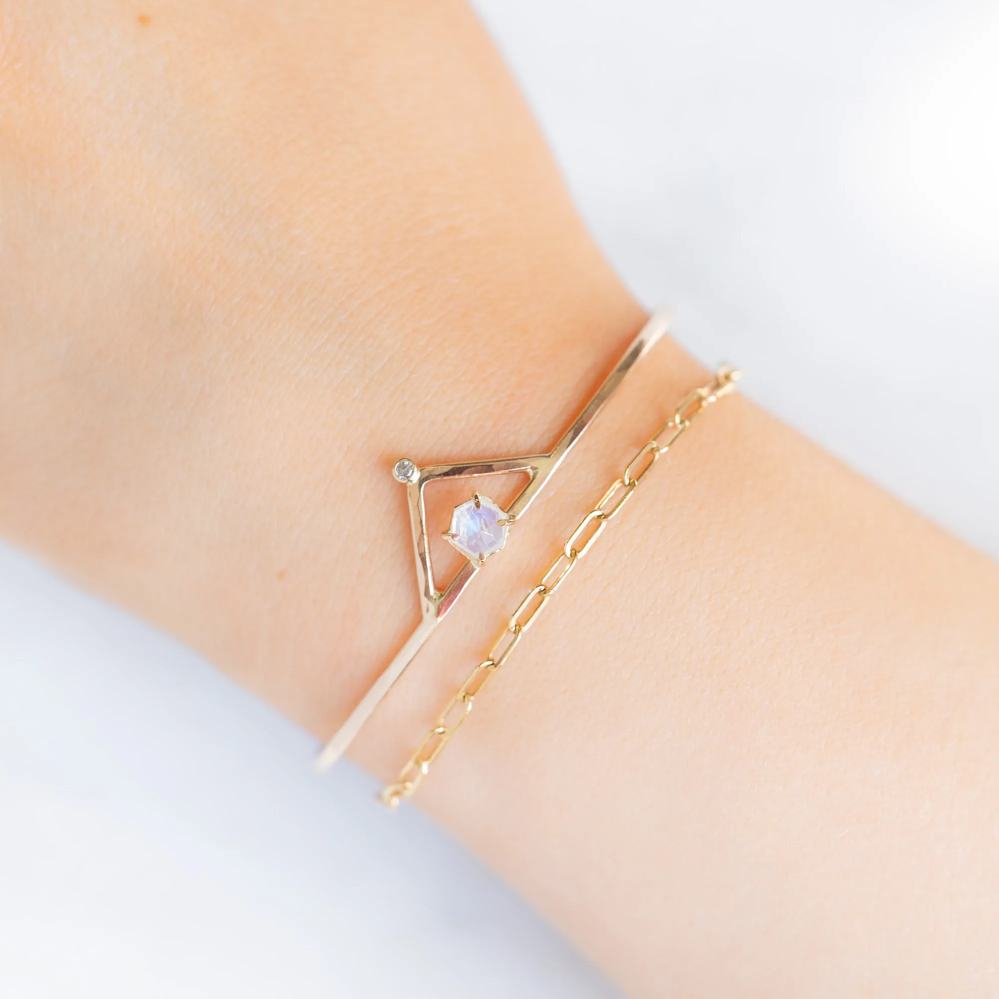 The Moonstone   Diamond Crown Bracelet | Yellow Gold Filled