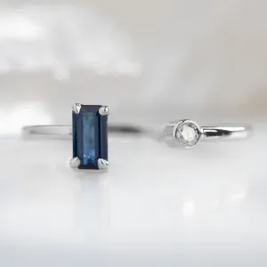 The Open Cuff Sapphire   Diamond Ring | 14K White Gold