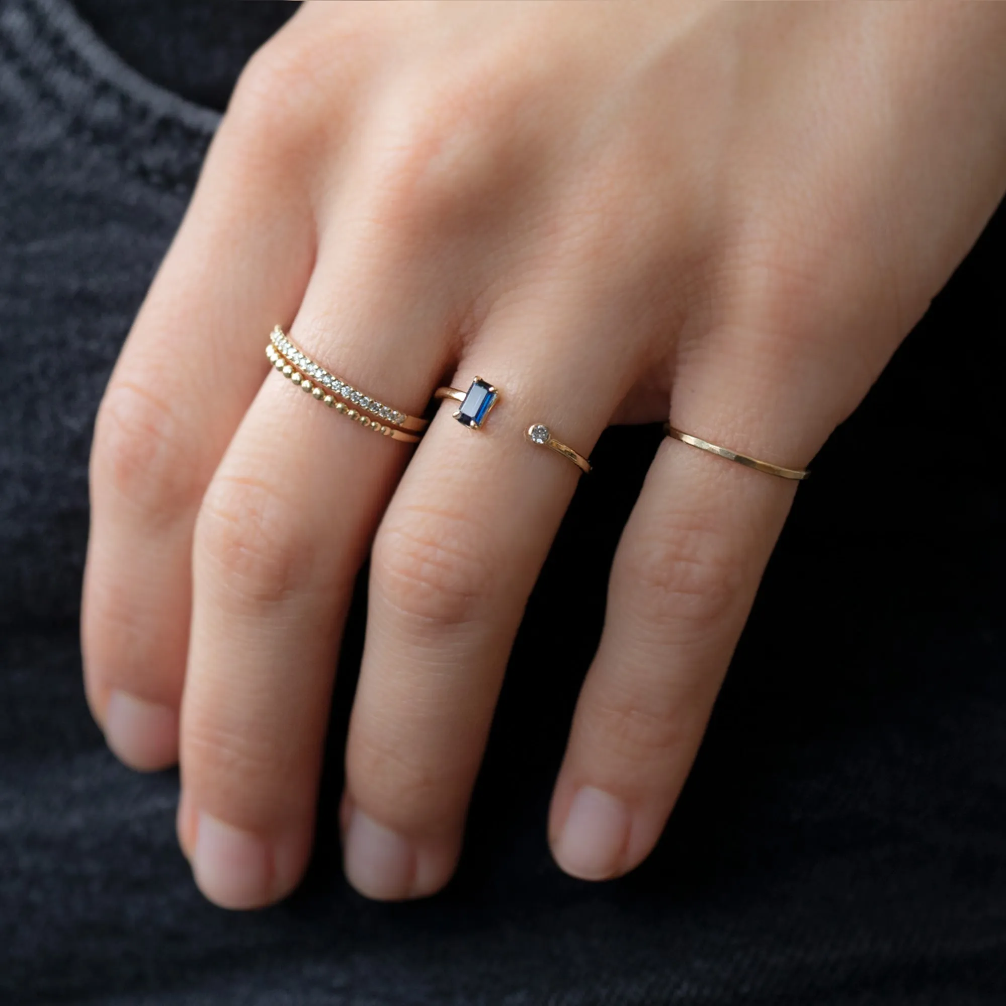 The Open Cuff Sapphire   Diamond Ring | 14K Yellow Gold
