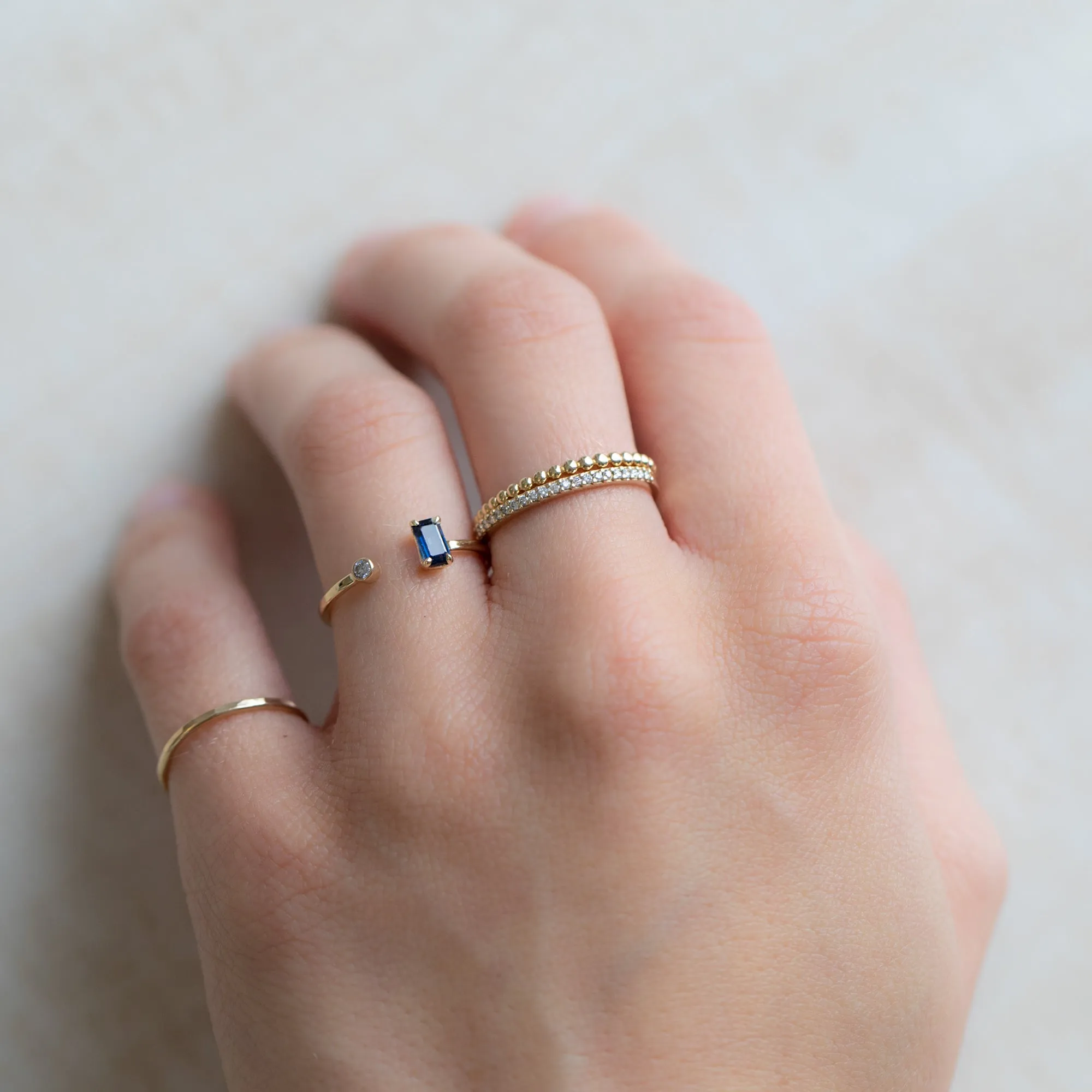 The Open Cuff Sapphire   Diamond Ring | 14K Yellow Gold