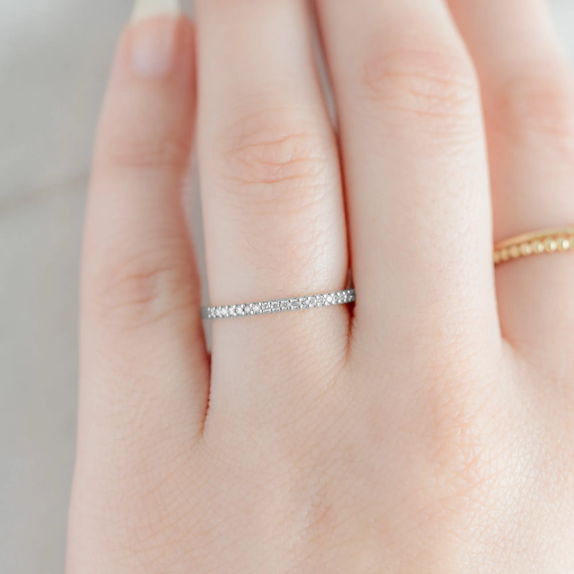 The White Diamond Pavé Wedding Band | 14K or 18K White Gold