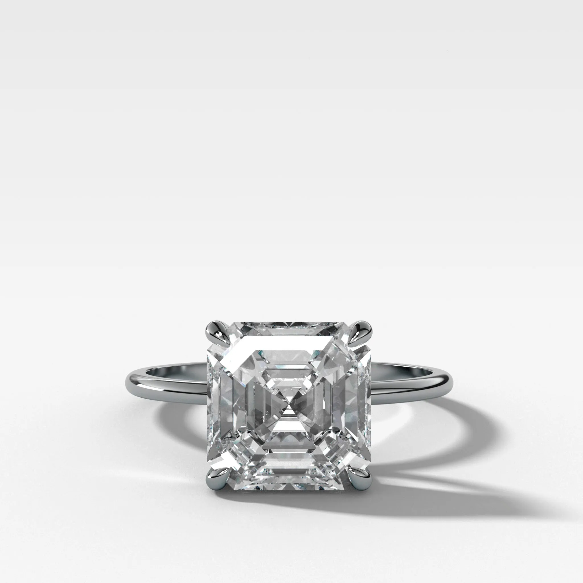 Thin   Simple Solitaire Engagement Ring With Asscher Cut Diamond