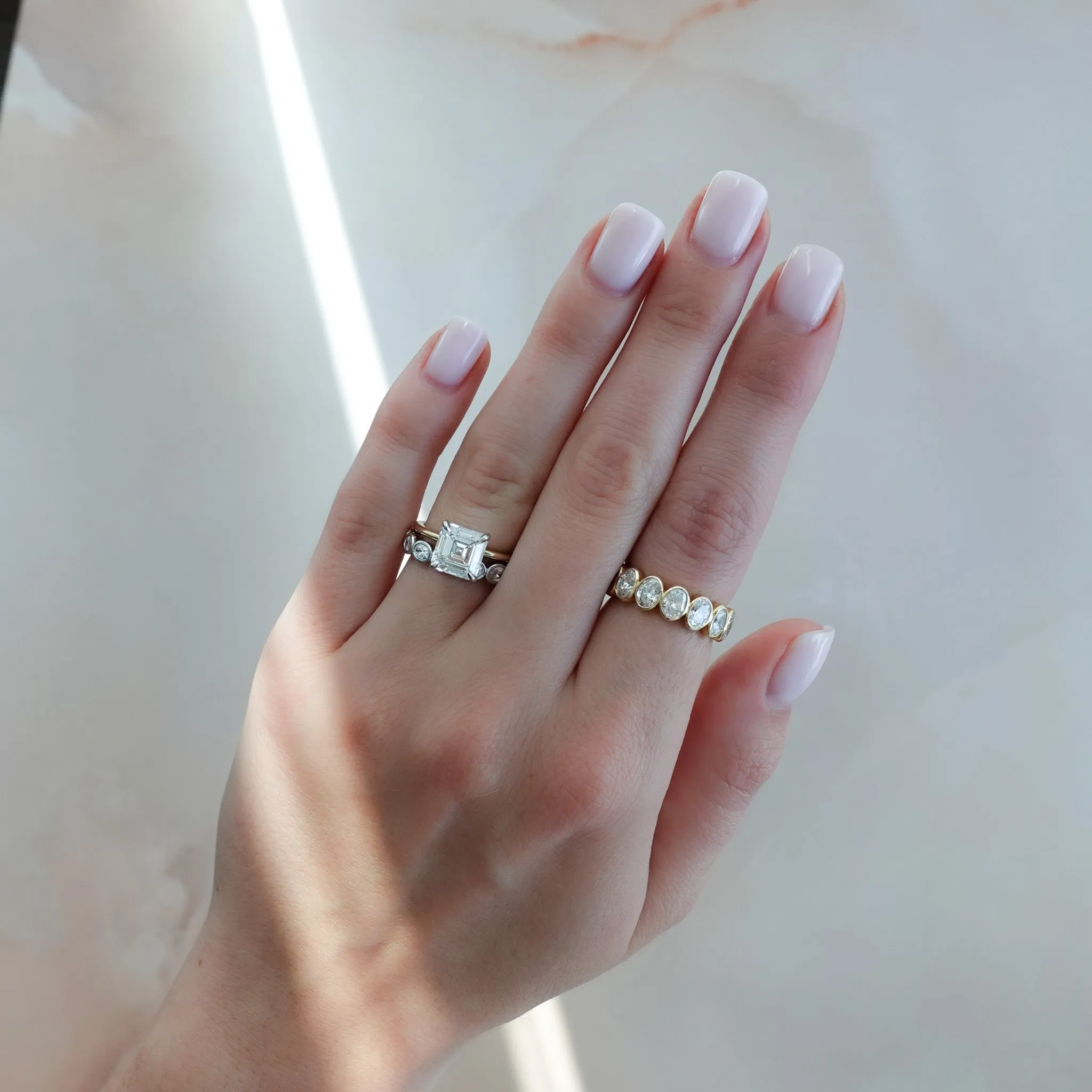 Thin   Simple Solitaire Engagement Ring With Asscher Cut Diamond