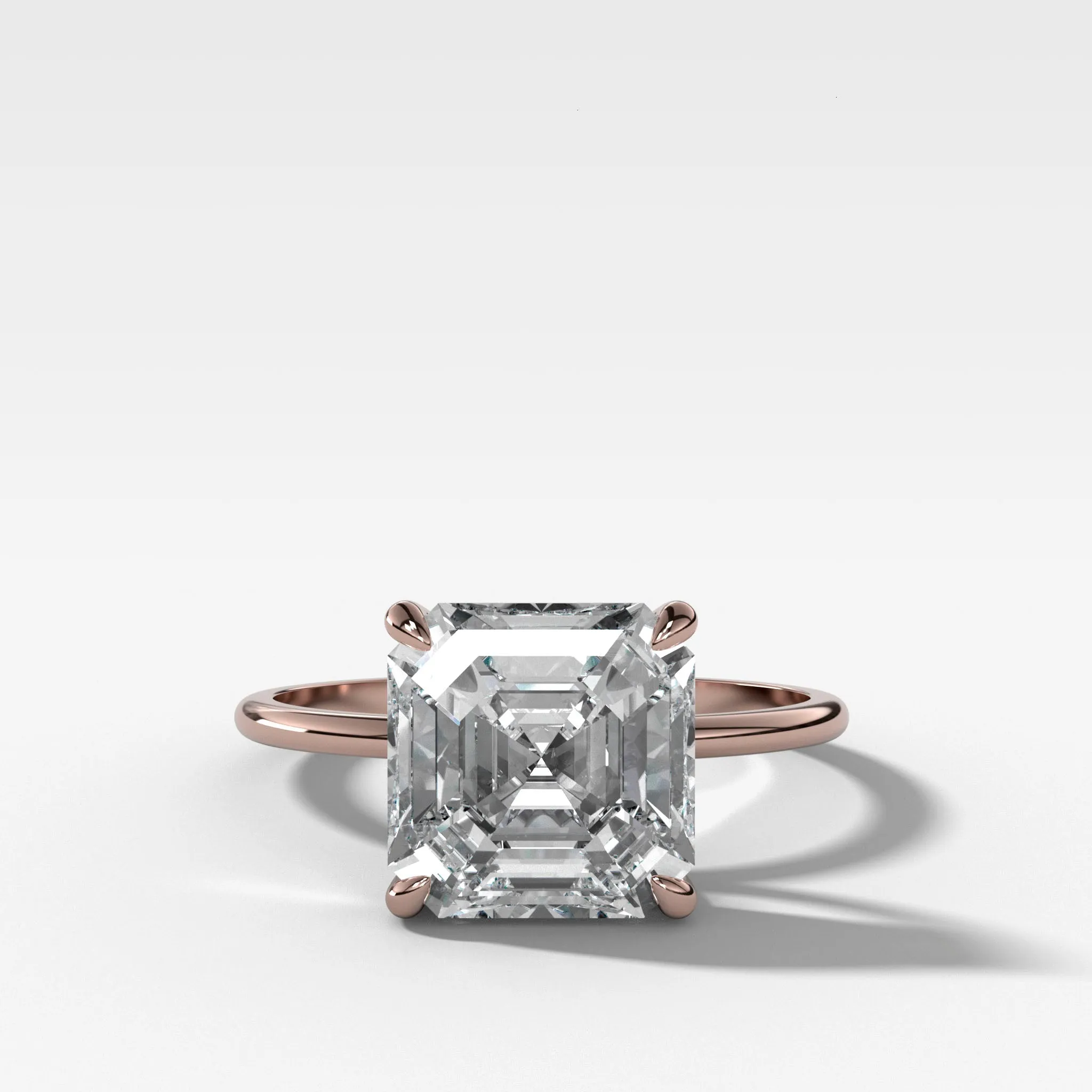 Thin   Simple Solitaire Engagement Ring With Asscher Cut Diamond