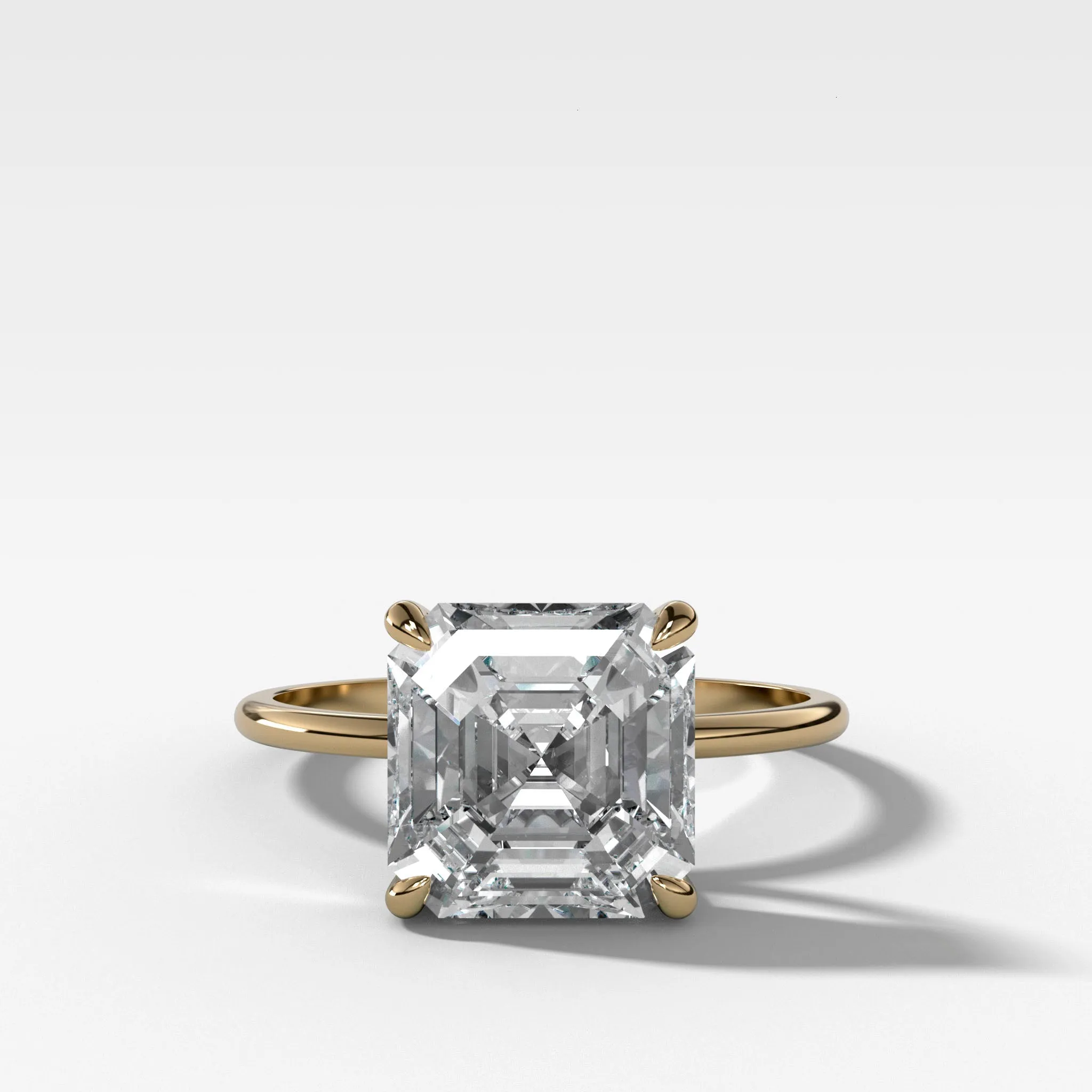 Thin   Simple Solitaire Engagement Ring With Asscher Cut Diamond