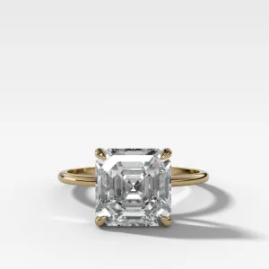 Thin   Simple Solitaire Engagement Ring With Asscher Cut Diamond