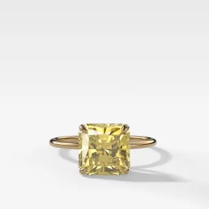 Thin   Simple Solitaire Engagement Ring With Canary Yellow Radiant Cut Diamond