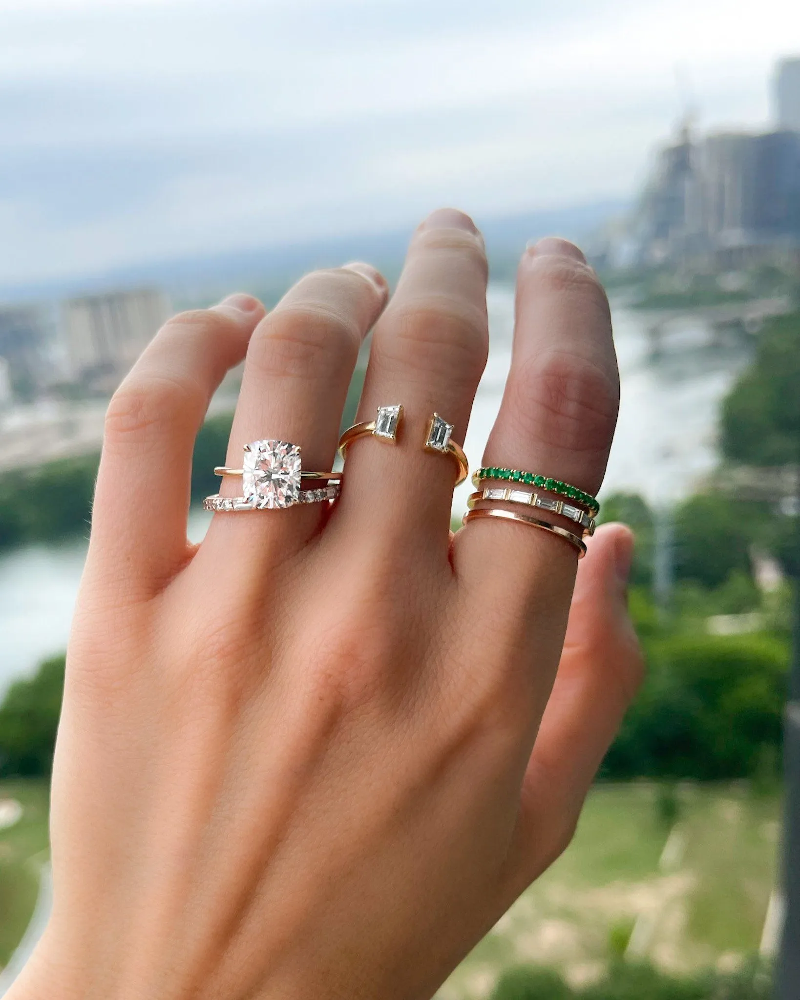 Thin   Simple Solitaire Engagement Ring With Elongated Cushion Cut Diamond
