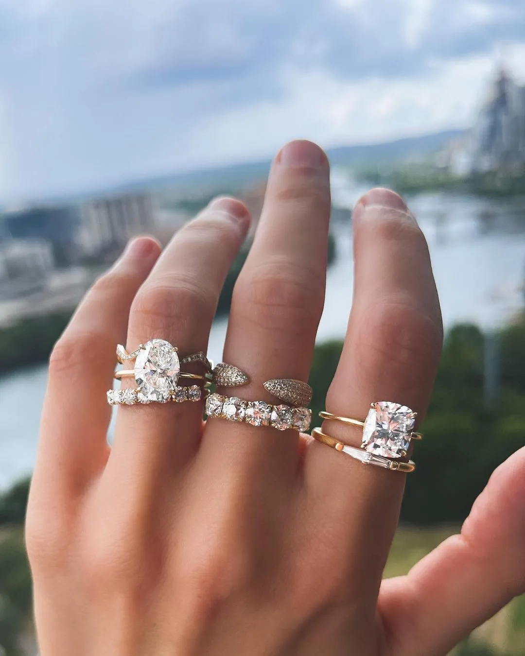 Thin   Simple Solitaire Engagement Ring With Elongated Cushion Cut Diamond