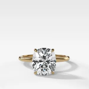 Thin   Simple Solitaire Engagement Ring With Elongated Cushion Cut Diamond