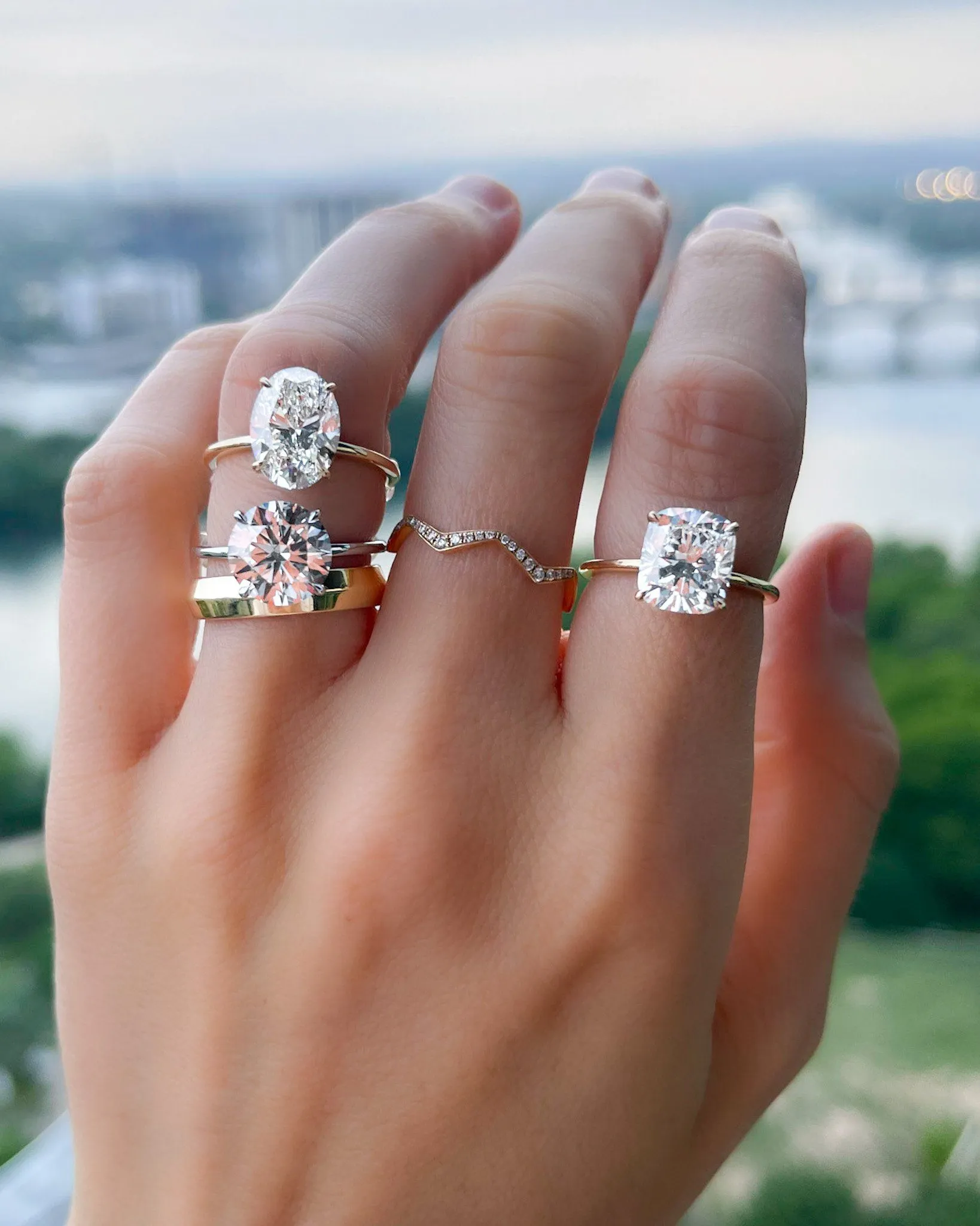 Thin   Simple Solitaire Engagement Ring With Elongated Cushion Cut Diamond