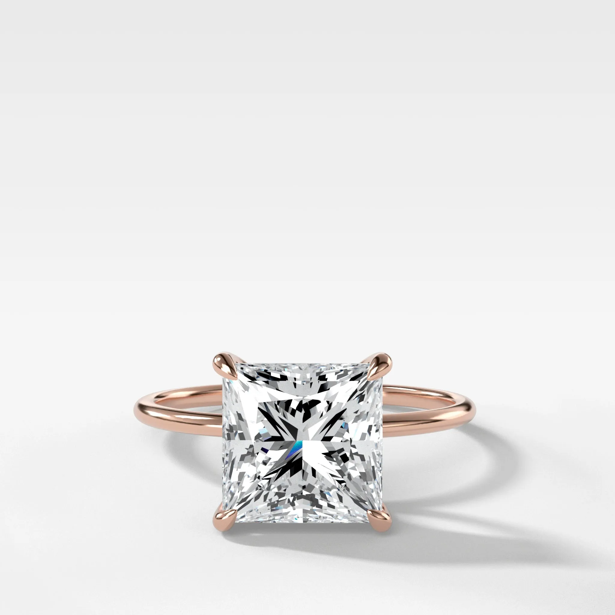 Thin   Simple Solitaire Engagement Ring With Princess Cut Diamond