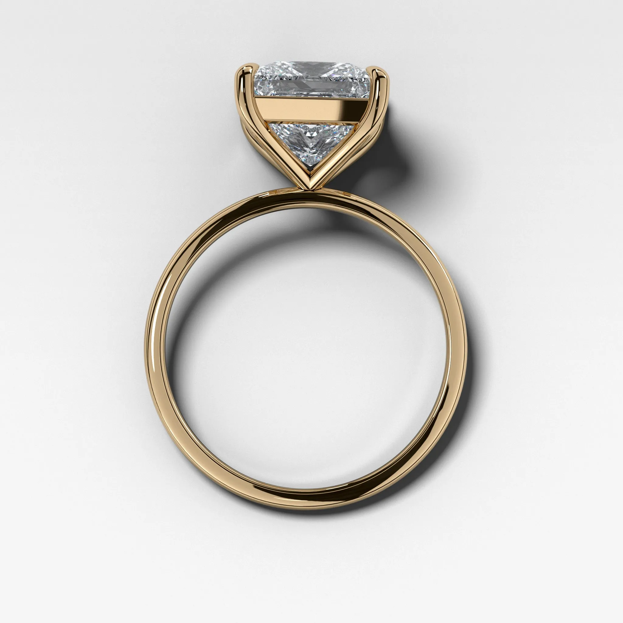 Thin   Simple Solitaire Engagement Ring With Princess Cut Diamond