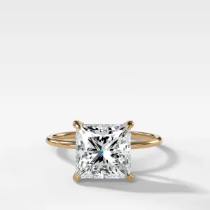 Thin   Simple Solitaire Engagement Ring With Princess Cut Diamond