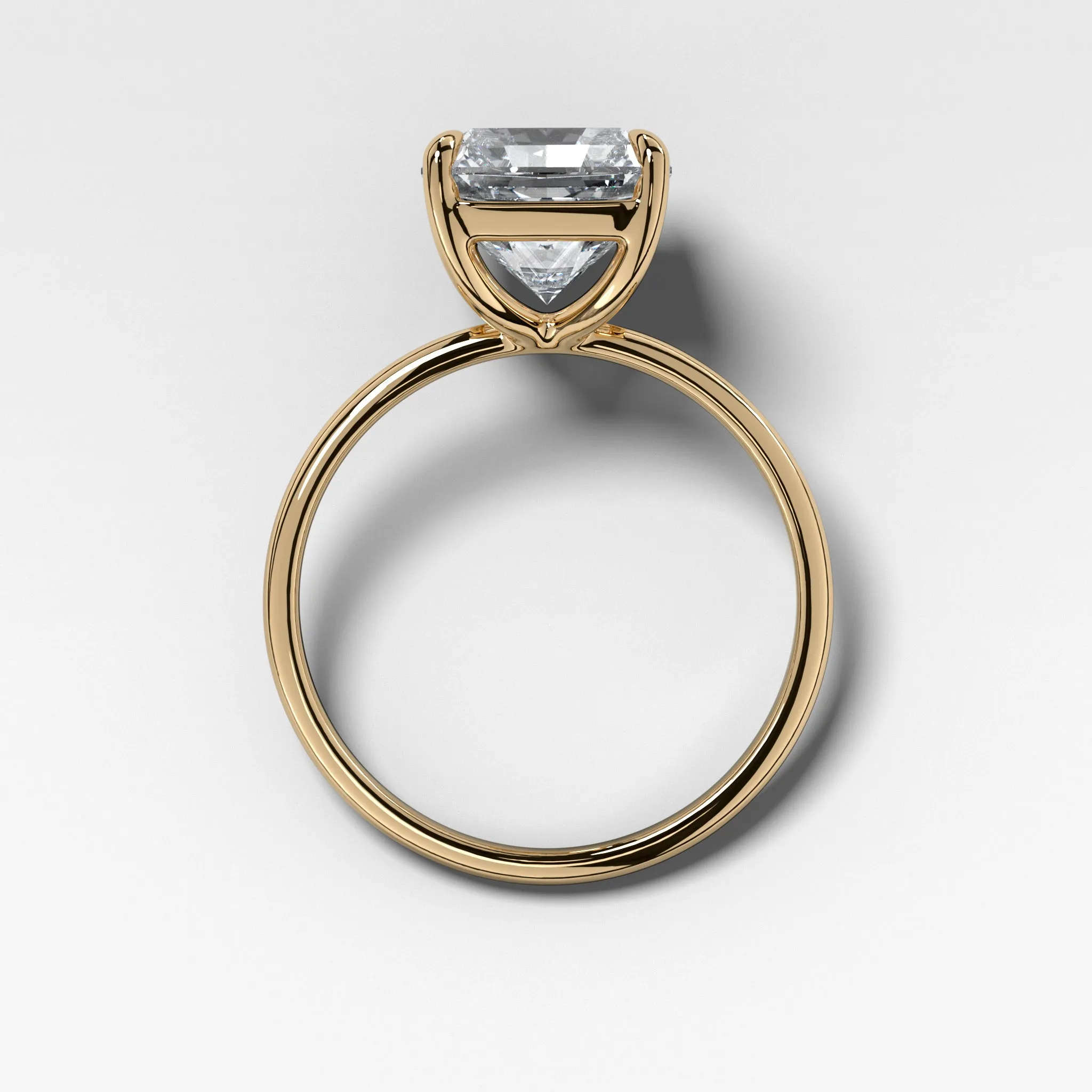 Thin   Simple Solitaire Engagement Ring With Radiant Cut Diamond