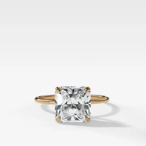 Thin   Simple Solitaire Engagement Ring With Radiant Cut Diamond