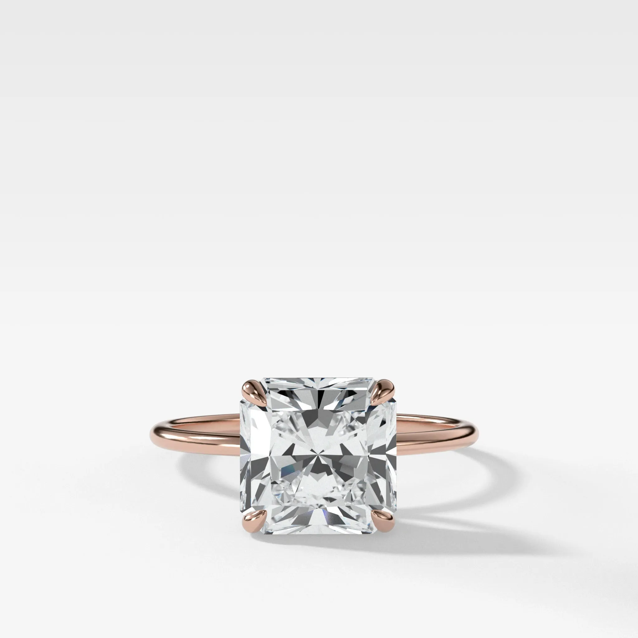 Thin   Simple Solitaire Engagement Ring With Radiant Cut Diamond