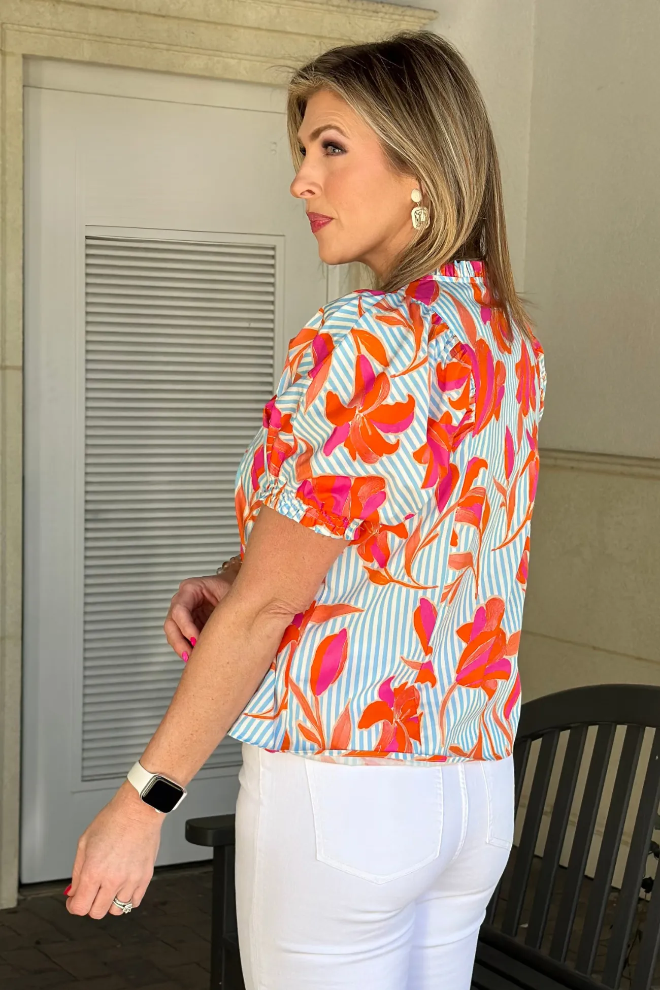 THML Marley Floral Striped Top