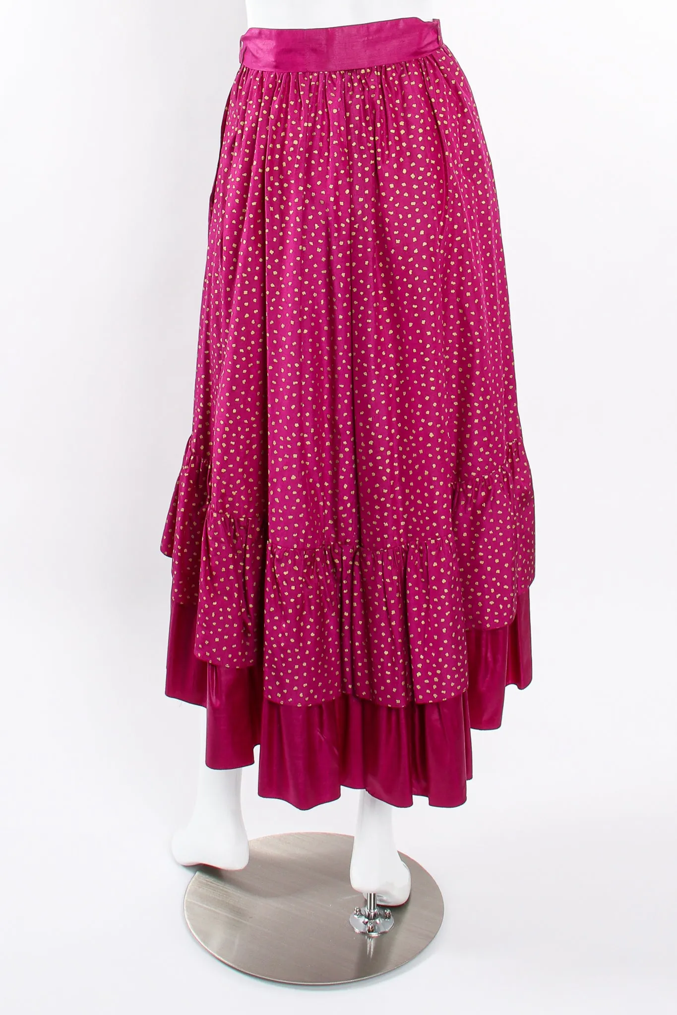 Tiered Ruffle Hem Dot Skirt