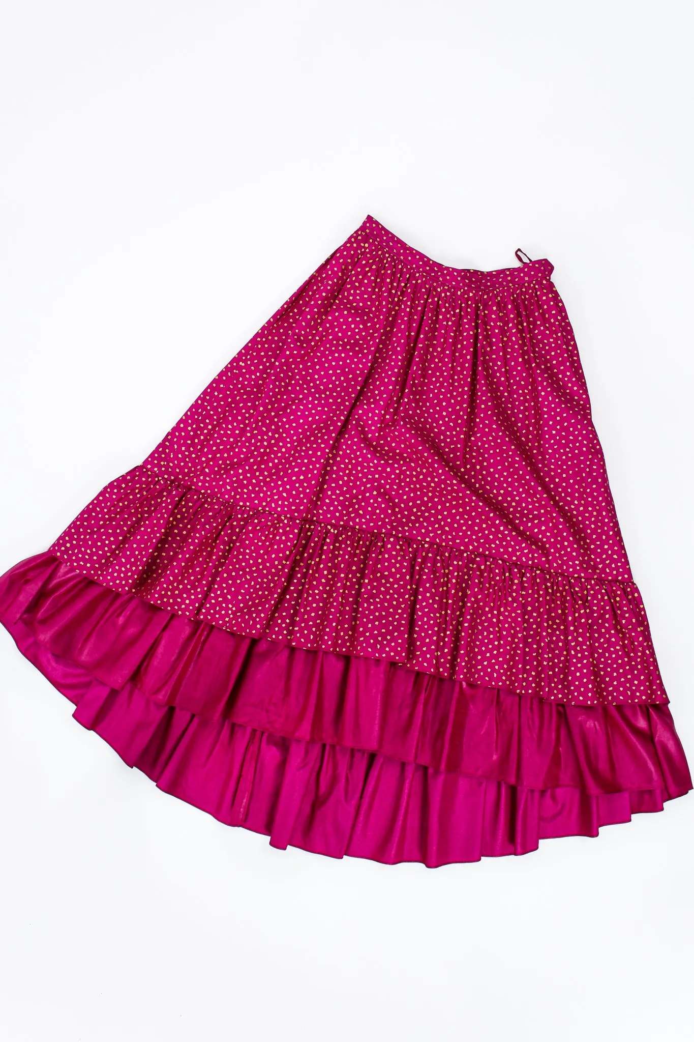 Tiered Ruffle Hem Dot Skirt