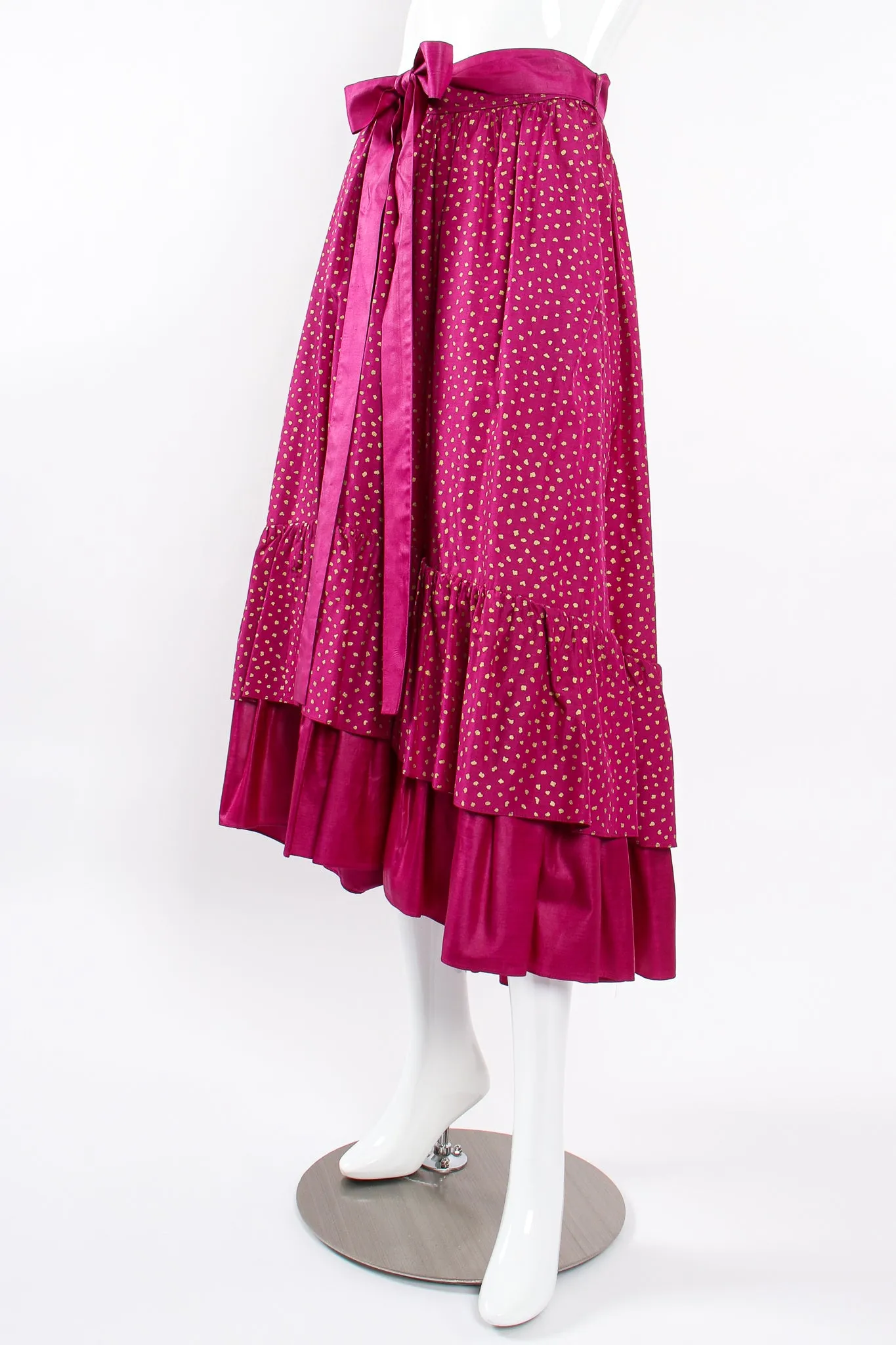Tiered Ruffle Hem Dot Skirt