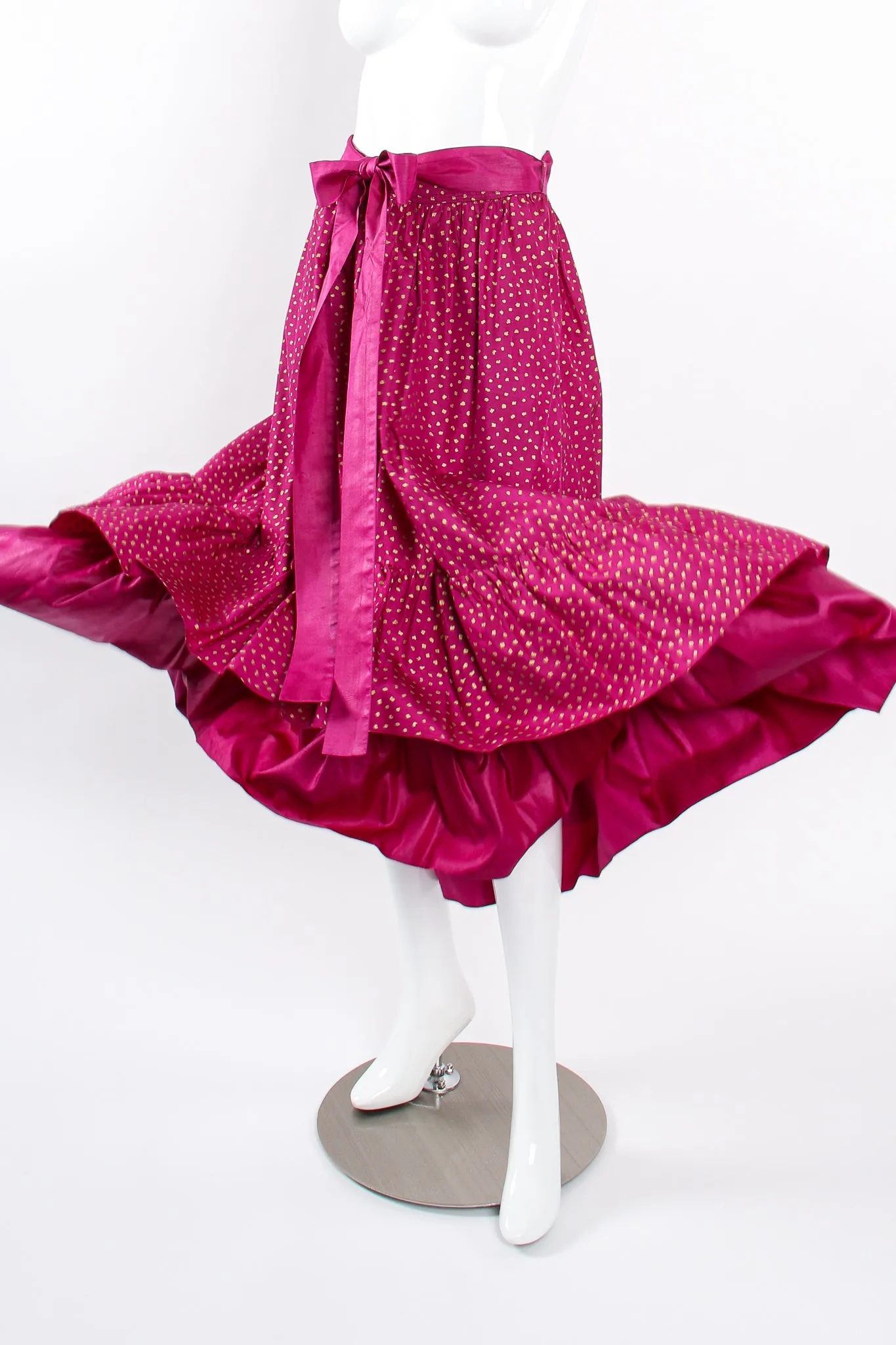 Tiered Ruffle Hem Dot Skirt