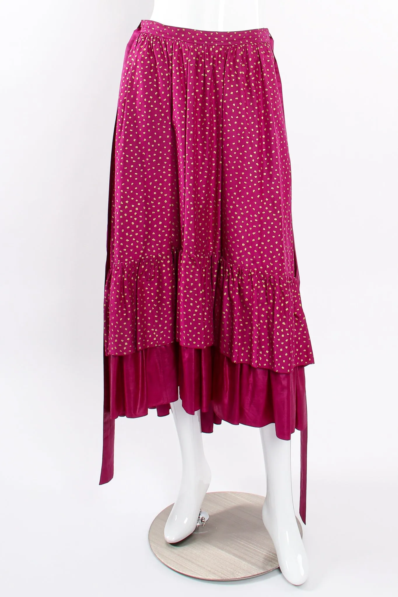 Tiered Ruffle Hem Dot Skirt