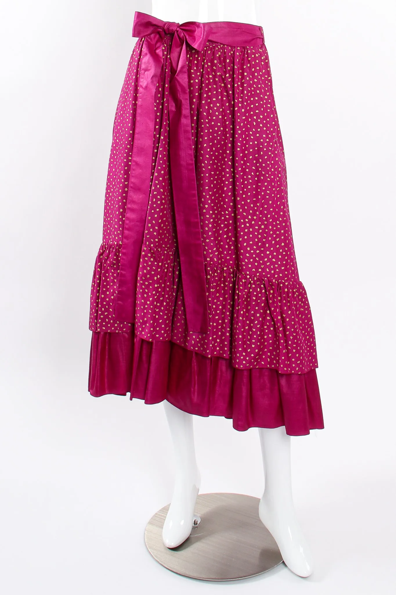 Tiered Ruffle Hem Dot Skirt