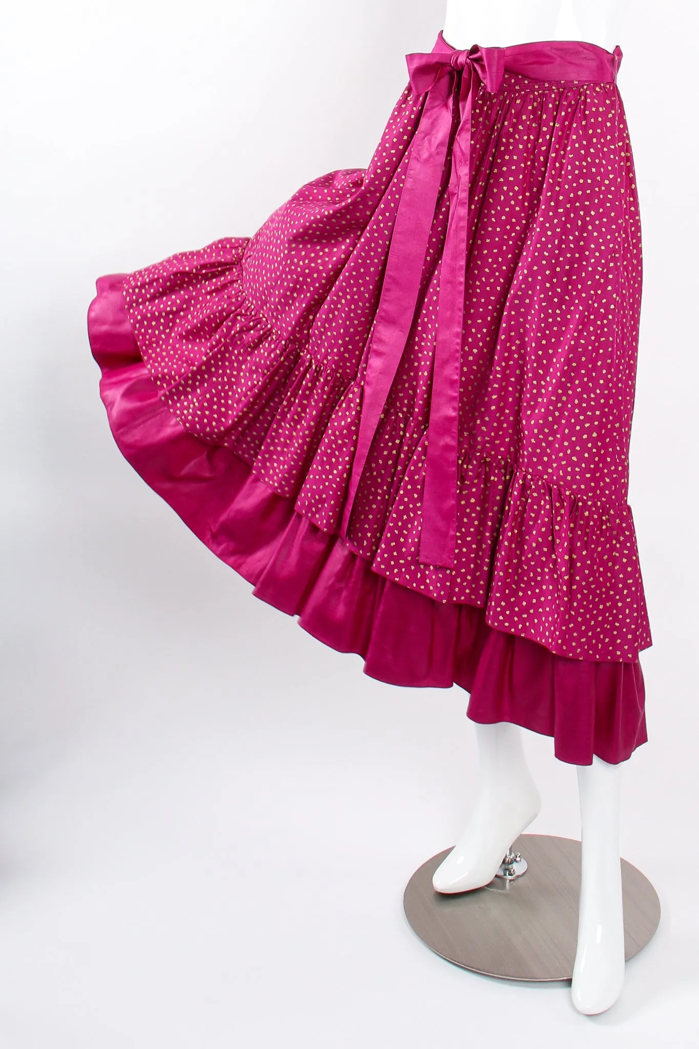 Tiered Ruffle Hem Dot Skirt