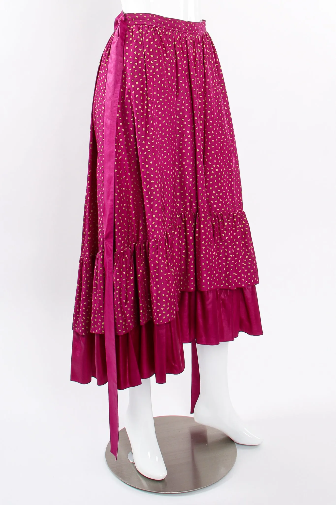 Tiered Ruffle Hem Dot Skirt