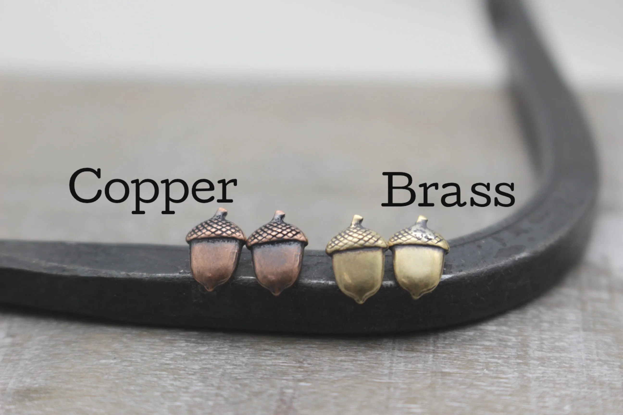 Tiny Acorn Studs - Stud Earrings - Fall Jewelry - Brass Copper studs - Gift for her - Jewelry Sale - Tiny Studs - Minimalist