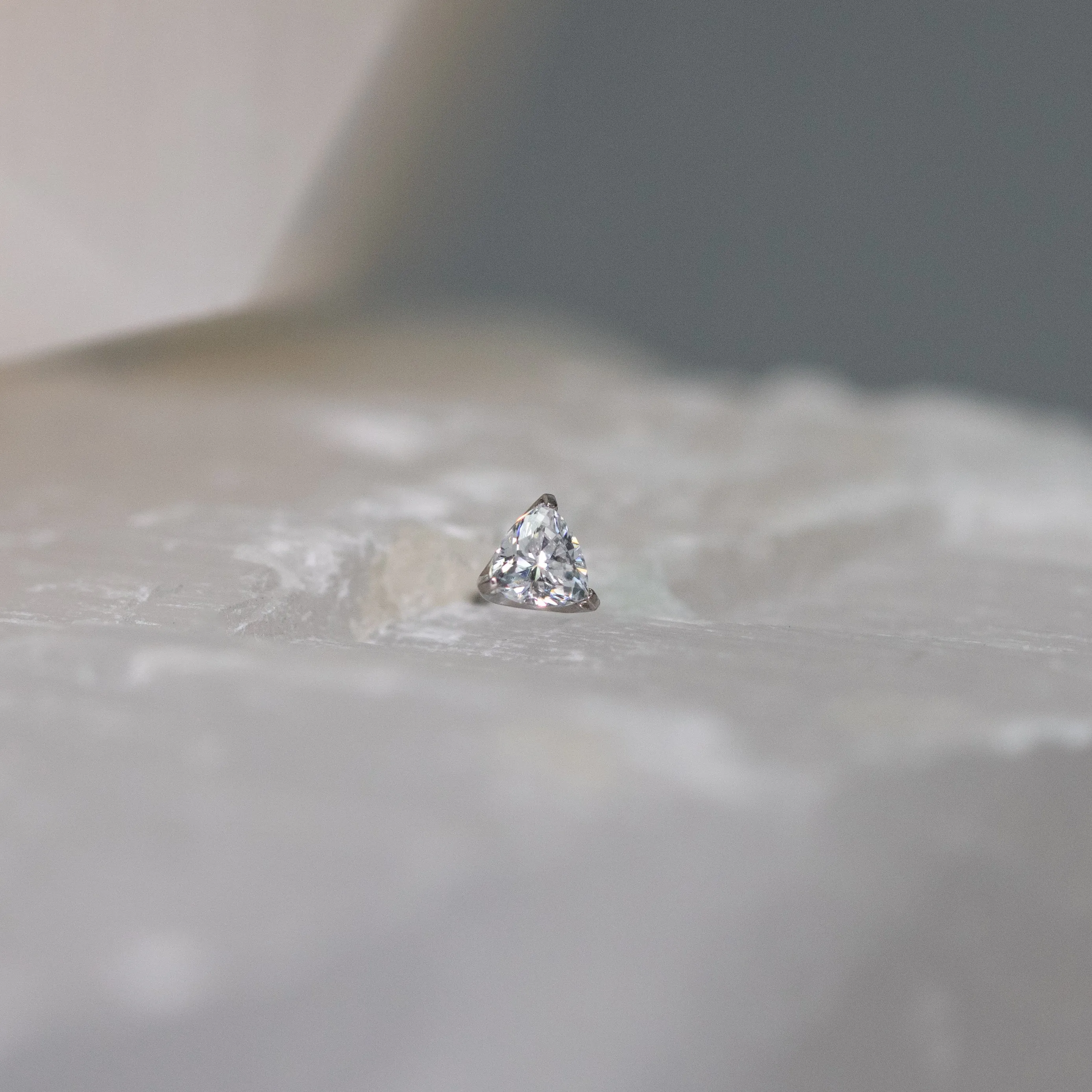Titanium Trillion Cut Prong Set Gem Threadless End