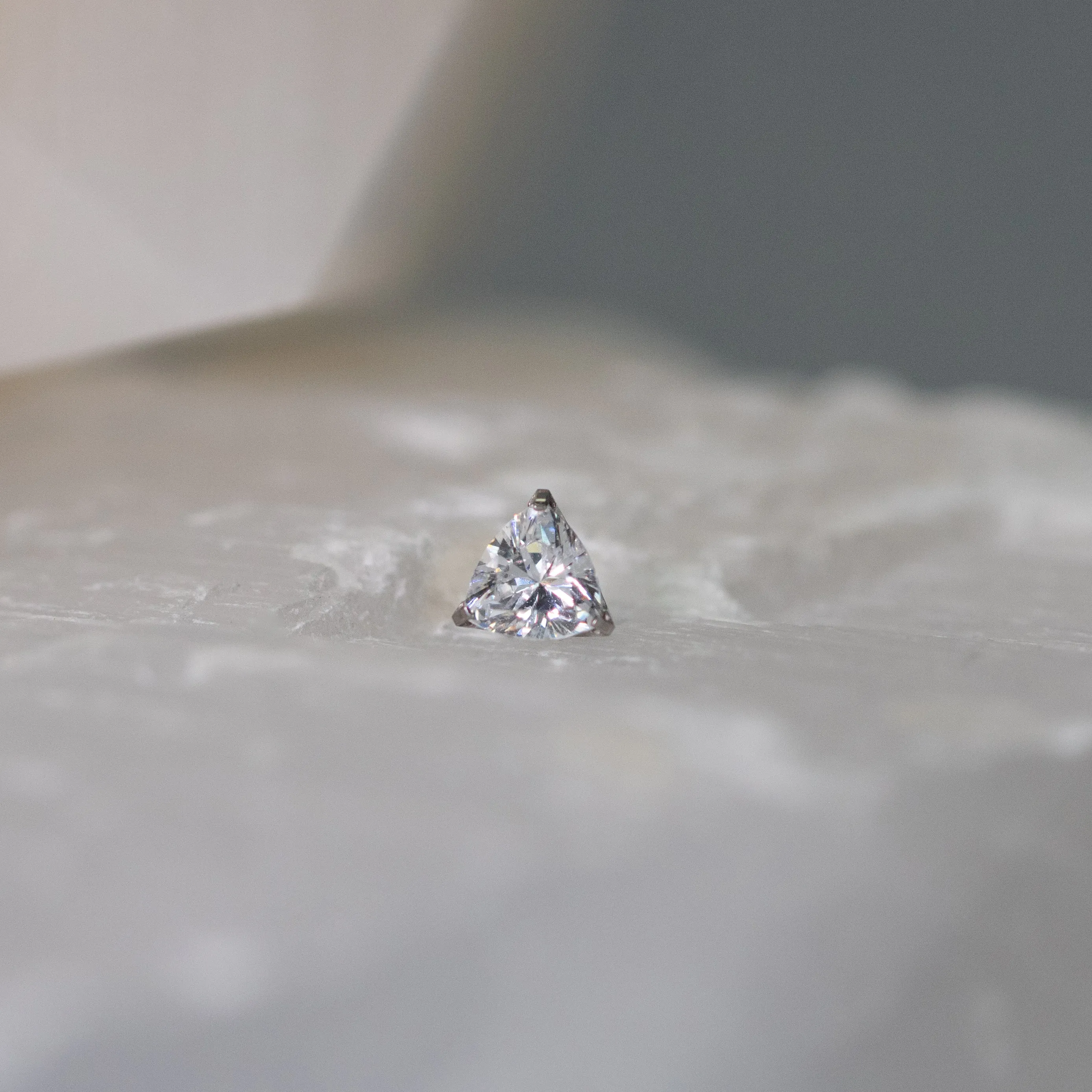 Titanium Trillion Cut Prong Set Gem Threadless End