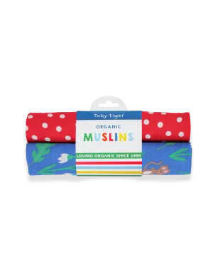Toby Tiger Two Pack Woodland Animals Muslins