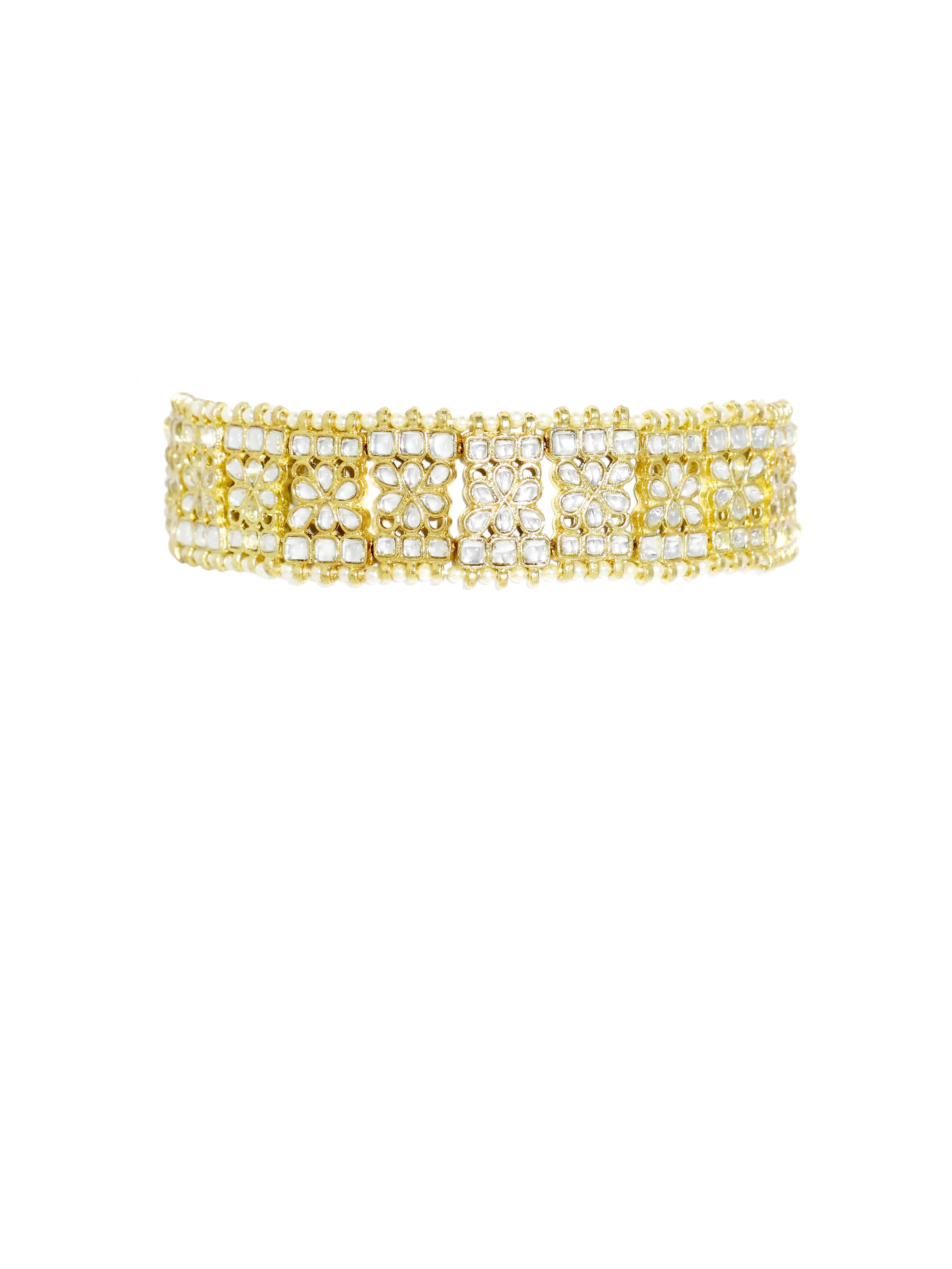 Traditional Gold-Plated Handcrafted Kundan Studded Choker Necklace Set