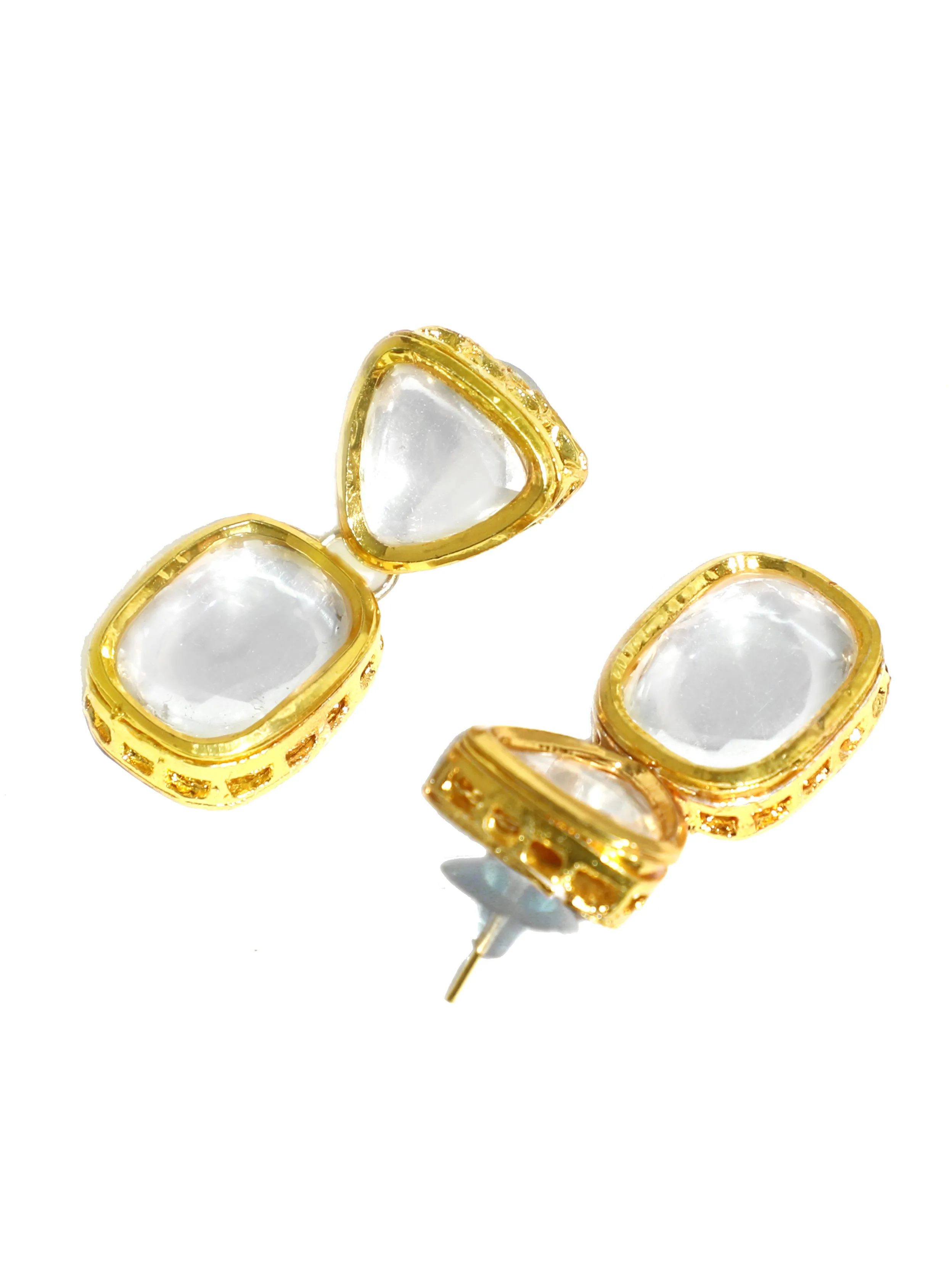 Traditional Gold Plated Polki Kundan Dangler Earrings