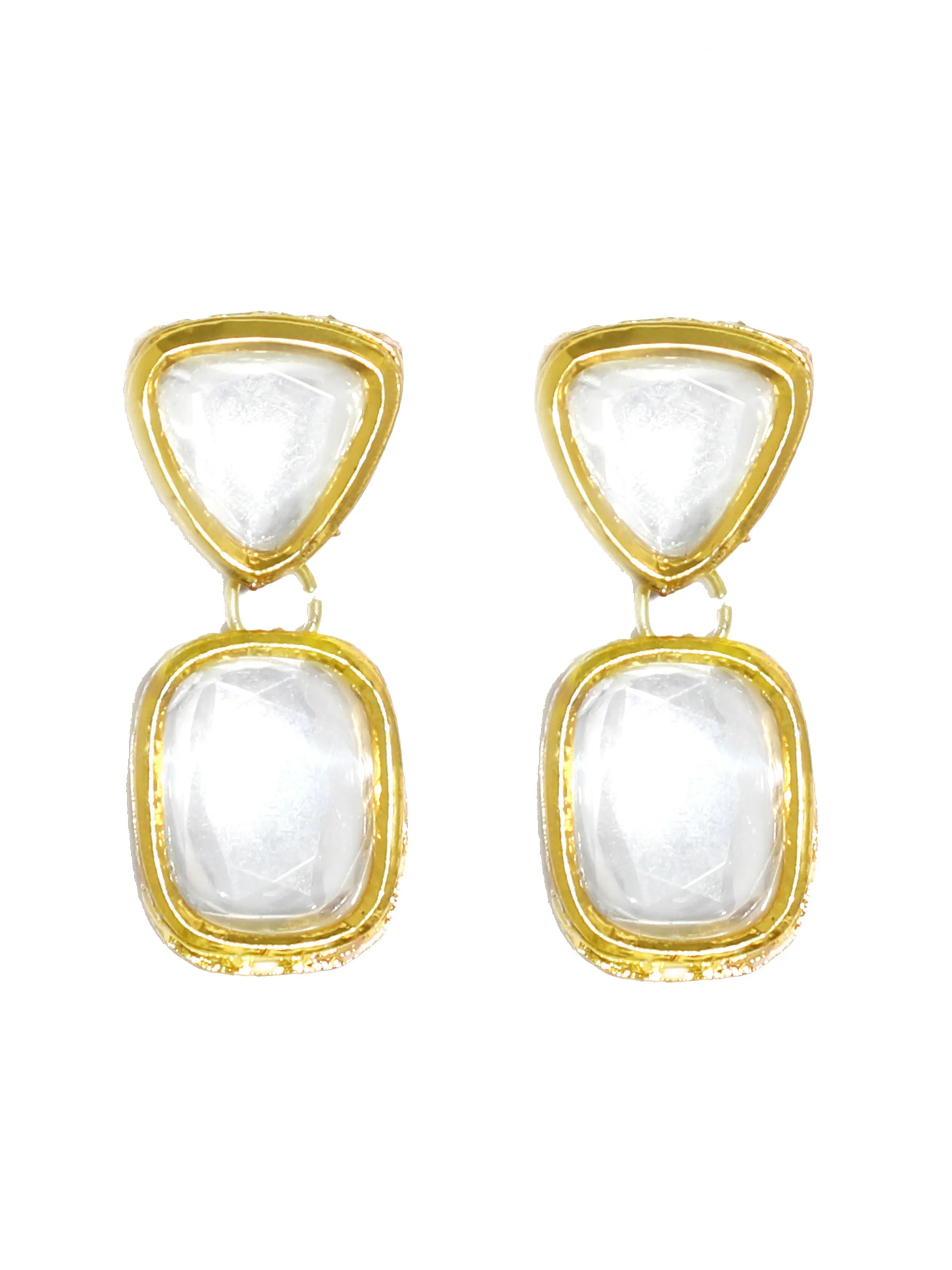 Traditional Gold Plated Polki Kundan Dangler Earrings