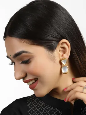 Traditional Gold Plated Polki Kundan Dangler Earrings