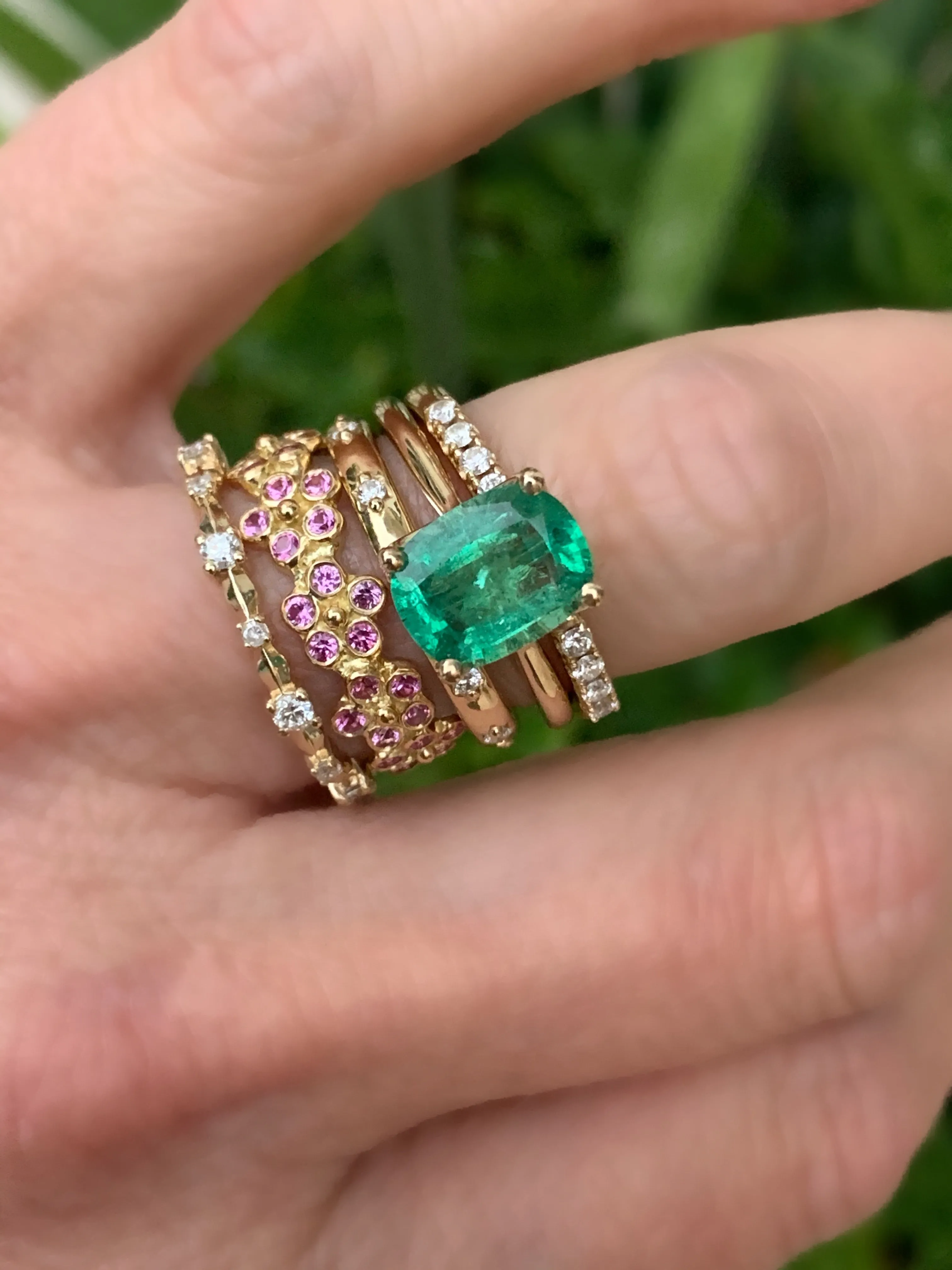 Tulip Emerald Ring