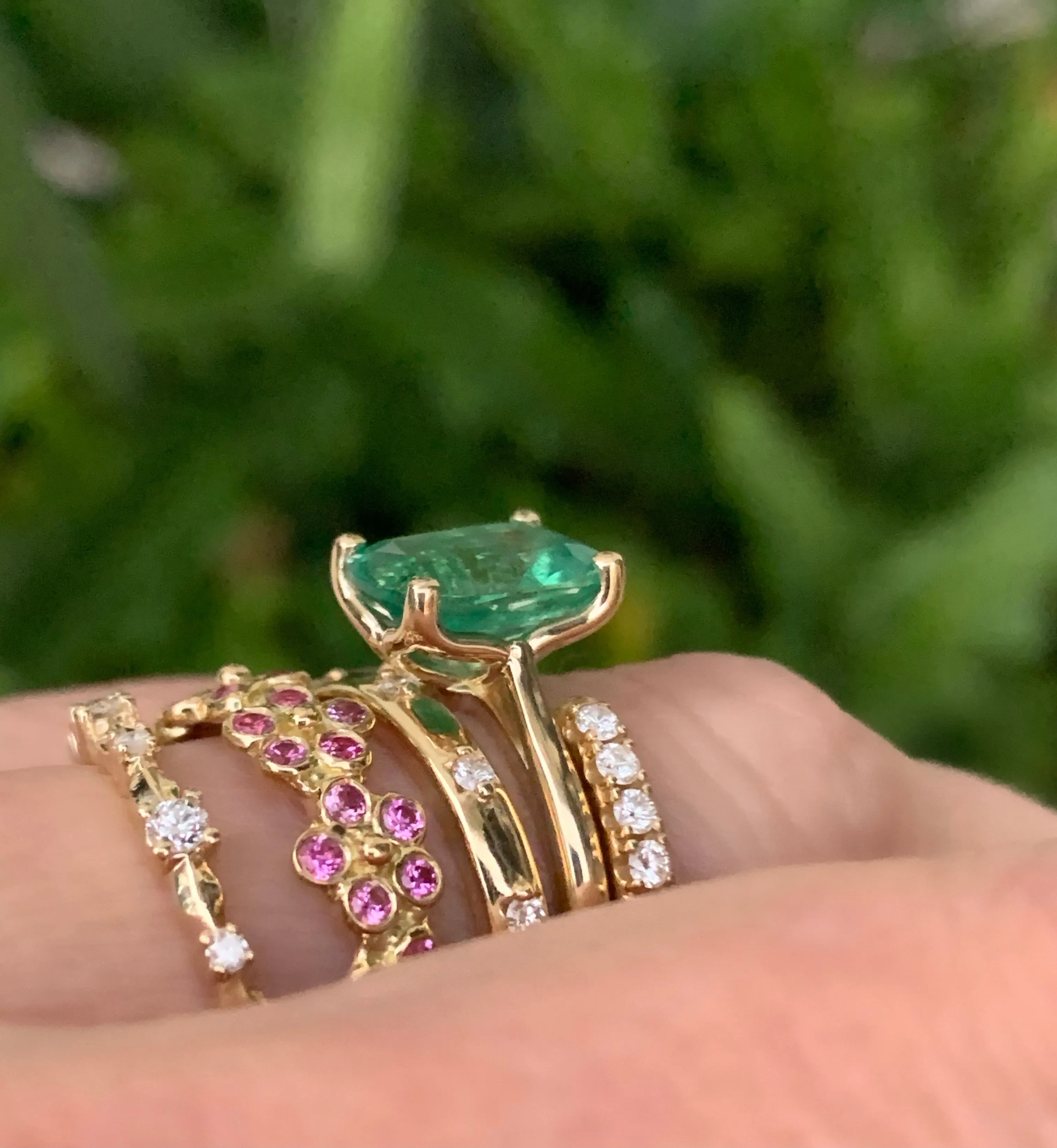 Tulip Emerald Ring