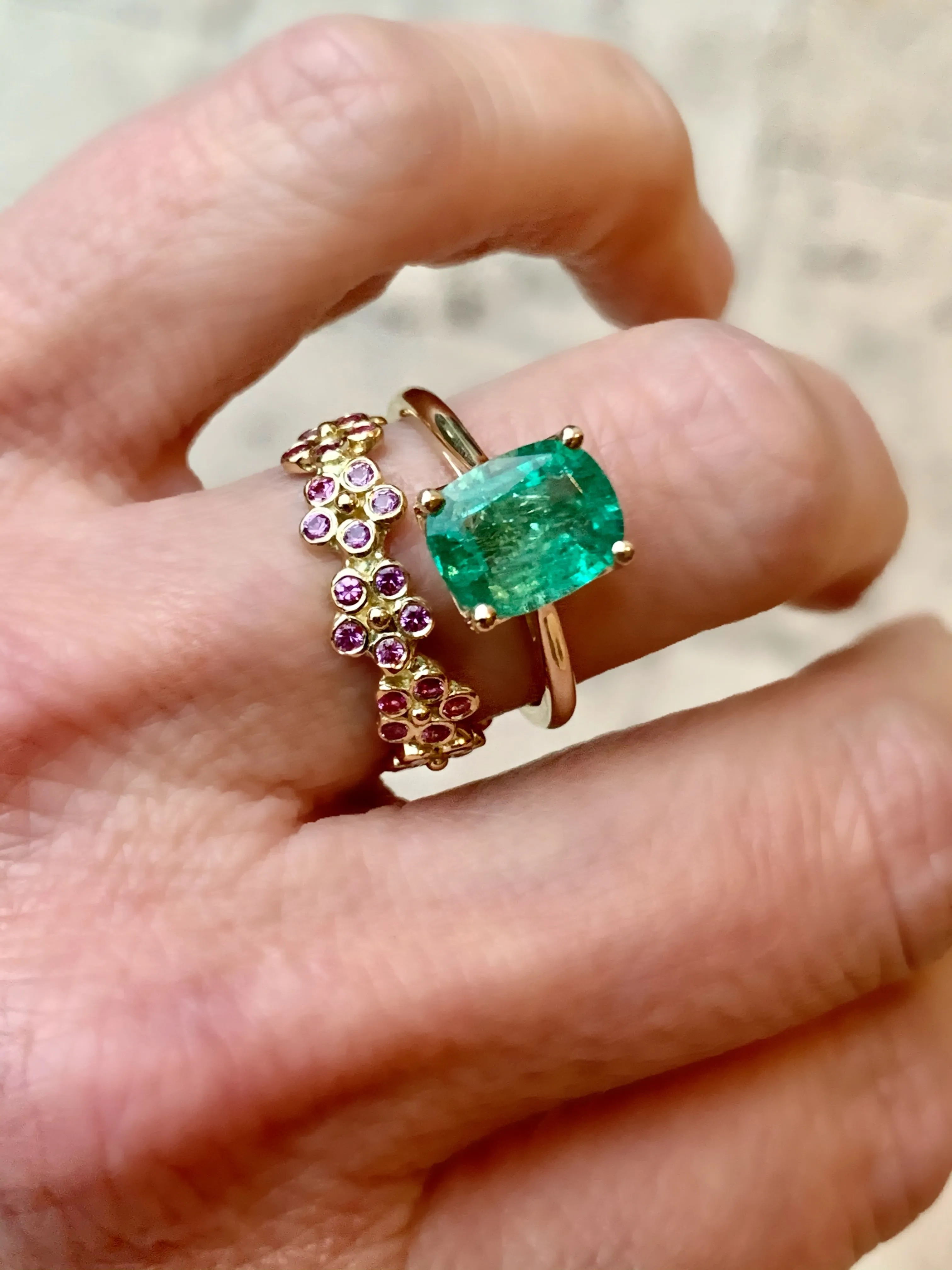 Tulip Emerald Ring