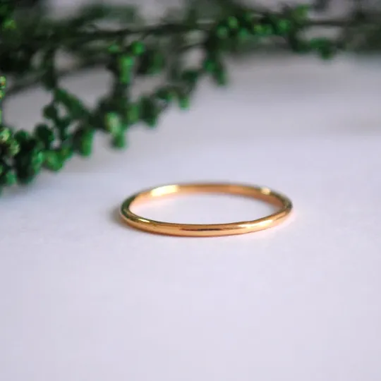 Two Ring Stacking Wedding Bands Set, Princess Cut Diamond Channel Set Ring with Thin Stackable Solid Gold Band