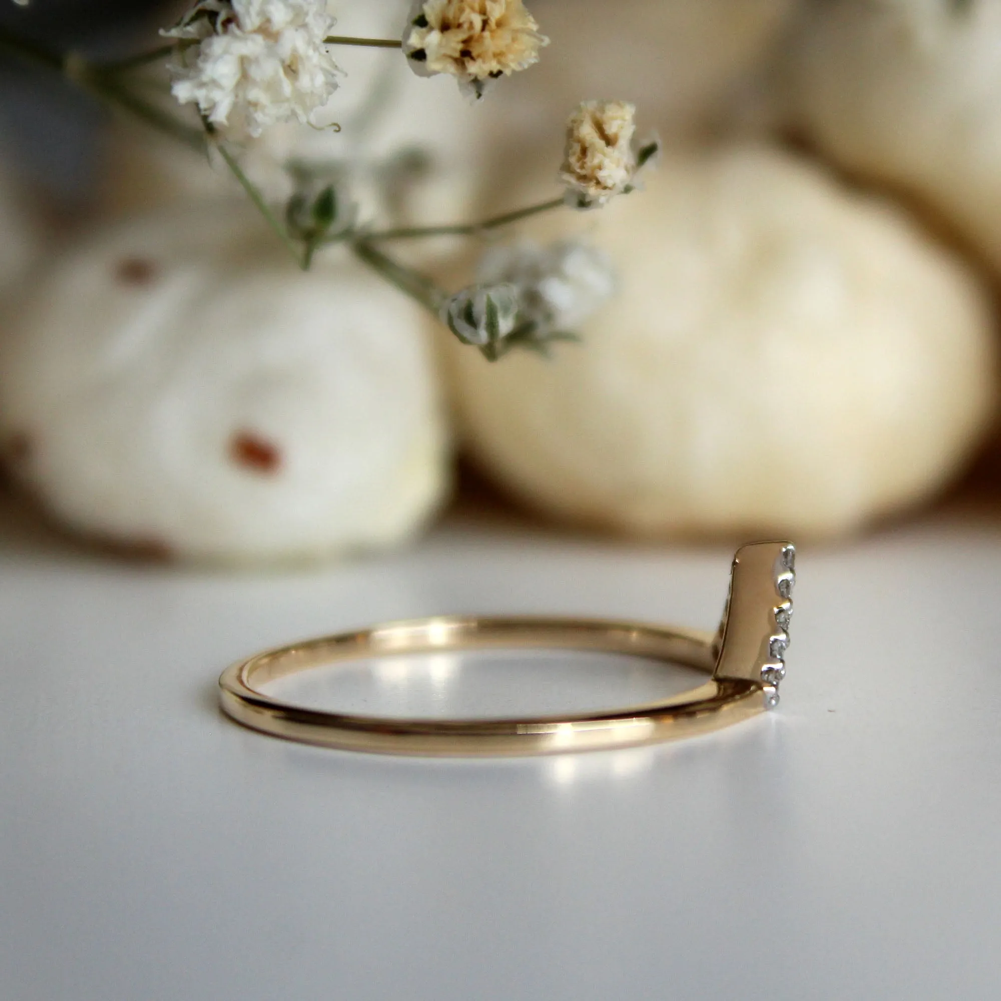 Unique Dainty Diamond V Stack Ring