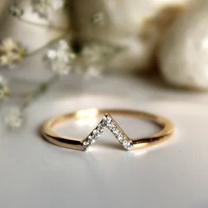 Unique Dainty Diamond V Stack Ring